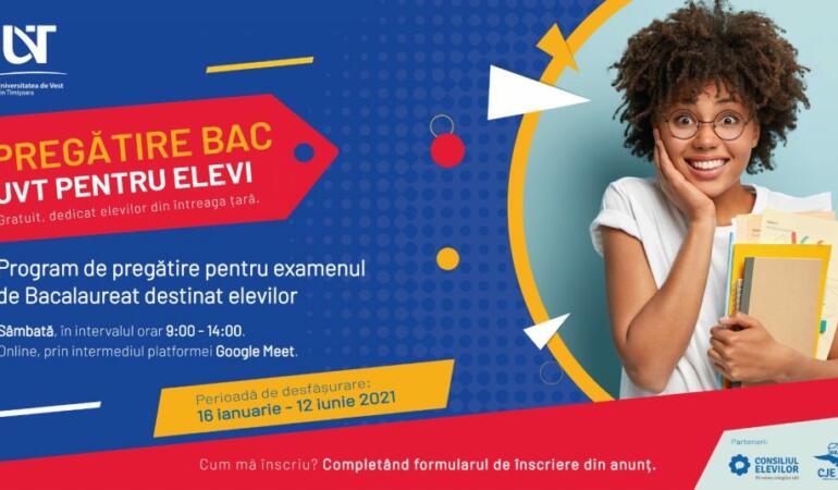 Universitatea de Vest din Timișoara organizează pregătire online pentru bacalaureat