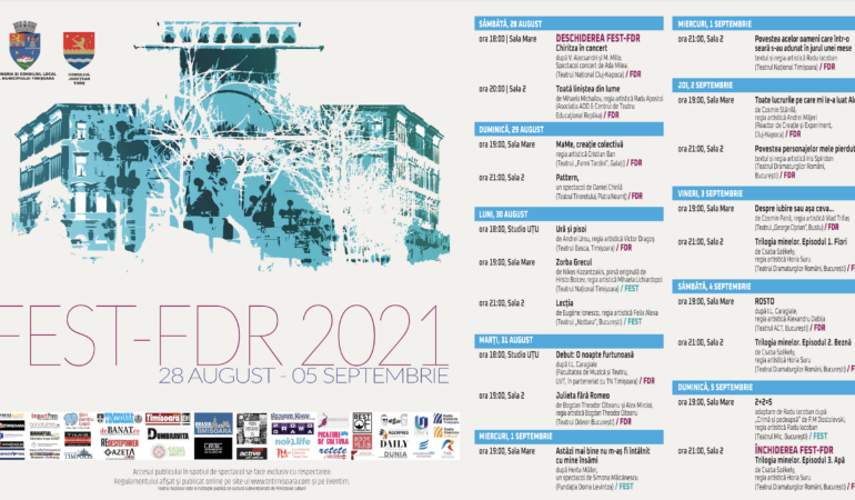 Începe Festivalull European al Spectacolului Timișoara – Festival al Dramaturgiei Românești (FEST – FDR 2021)