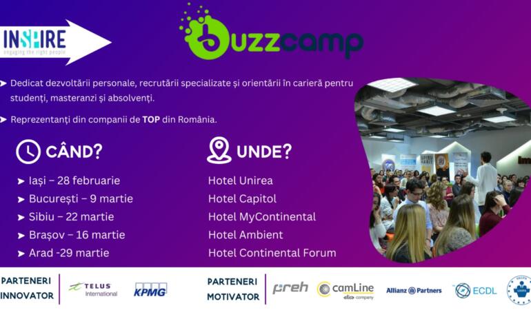 BuzzCamp – oportunități în carieră pentru studenți, masteranzi și absolvenți. Aflați unde și când