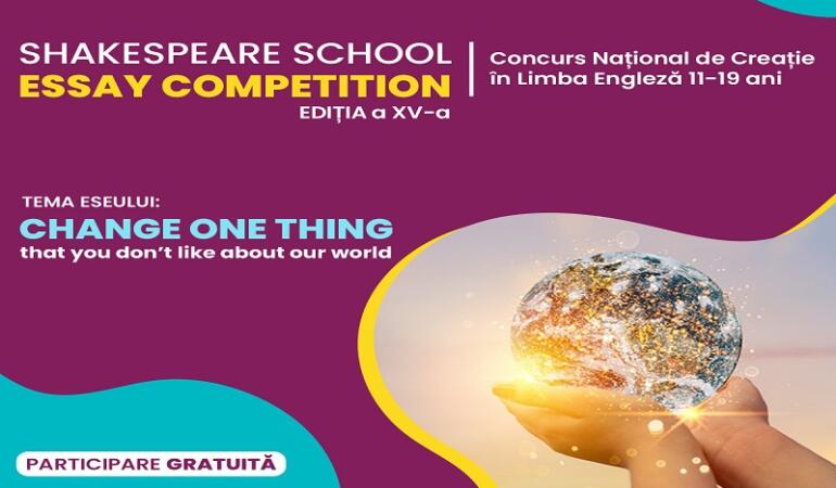 Shakespeare School Essay Competition, provocare pentru elevi. Concurs național de creație în limba engleză