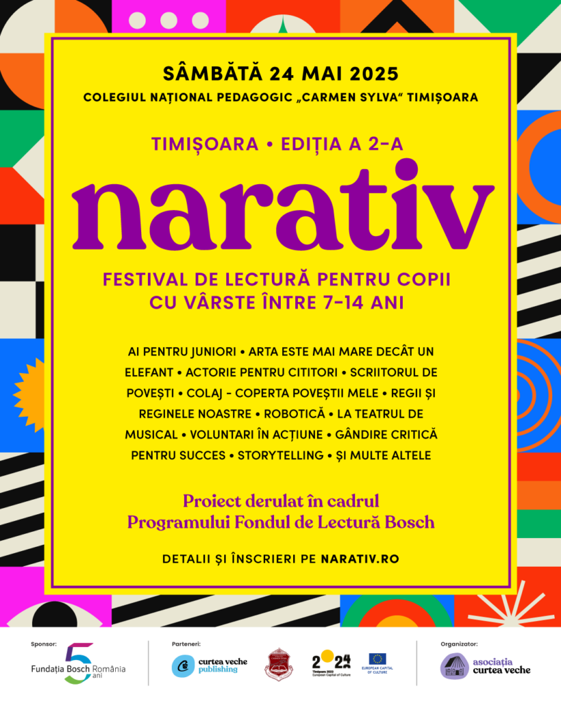 Festivalul de lectură pentru copii NARATIV revine la Timișoara – ediția a II-a